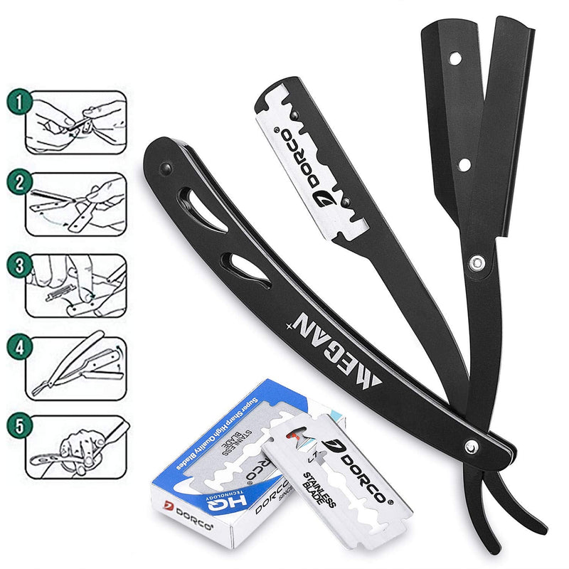 [Australia] - Megan Beard shaping tool,5 piece set beard shaper - include Professional Straight Edge Razor,beard template,10 Count of double edge blades,barber pencil and Stainless steel scissors. 