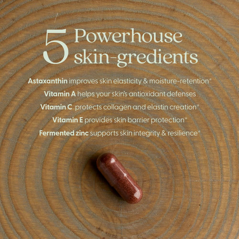 New Chapter Daily Skin Renewal Supplement, 30 Capsules | Clinical-Strength Astaxanthin for Youthful Skin Care and Collagen Protection with Vitamin C, A, E, and Zinc, One Daily