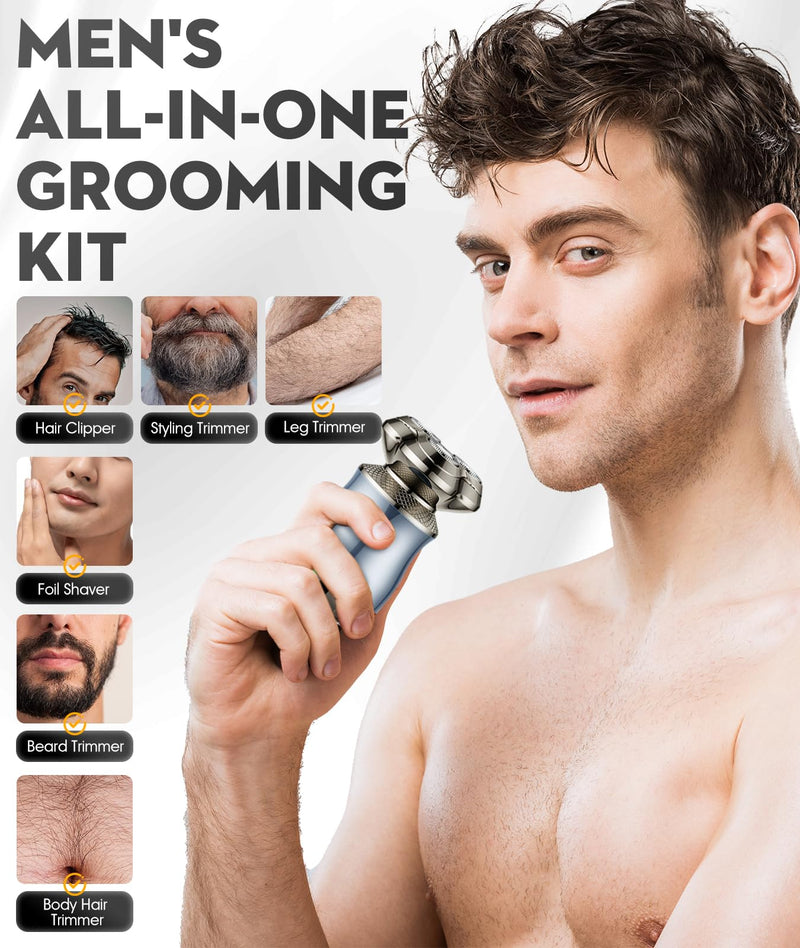 [Australia] - Electric Razor for Men, 3D Floating Blade Shaver with 9000 RPM High Speed, IPX7 Waterproof, 60-Day Battery Life, Compact Portable Wet/Dry Electric Shaver 