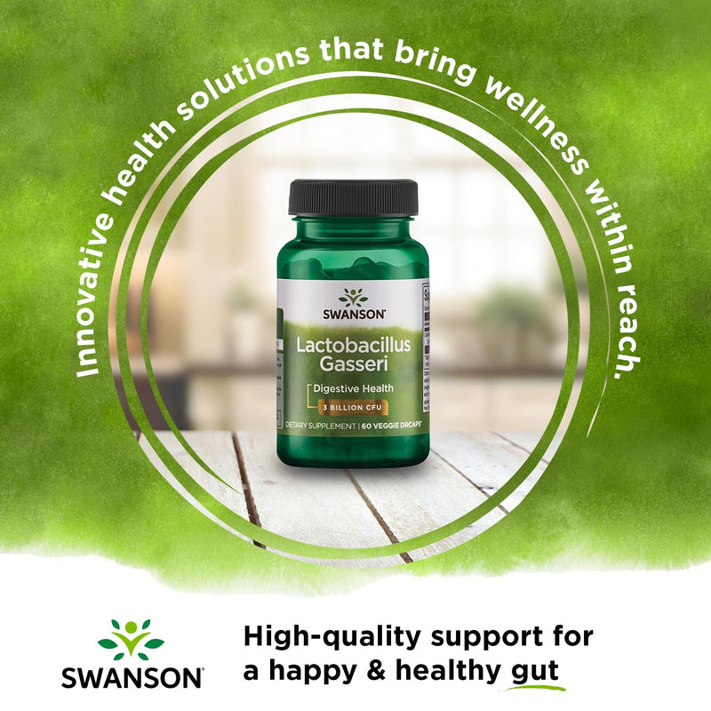 [Australia] - Swanson Lactobacillus Gasseri - Probiotic Supplement Supporting Digestive Health with 3 Billion CFU - Design-Release Satiety & Fat Metabolism Support - (60 Veggie Capsules) 1 