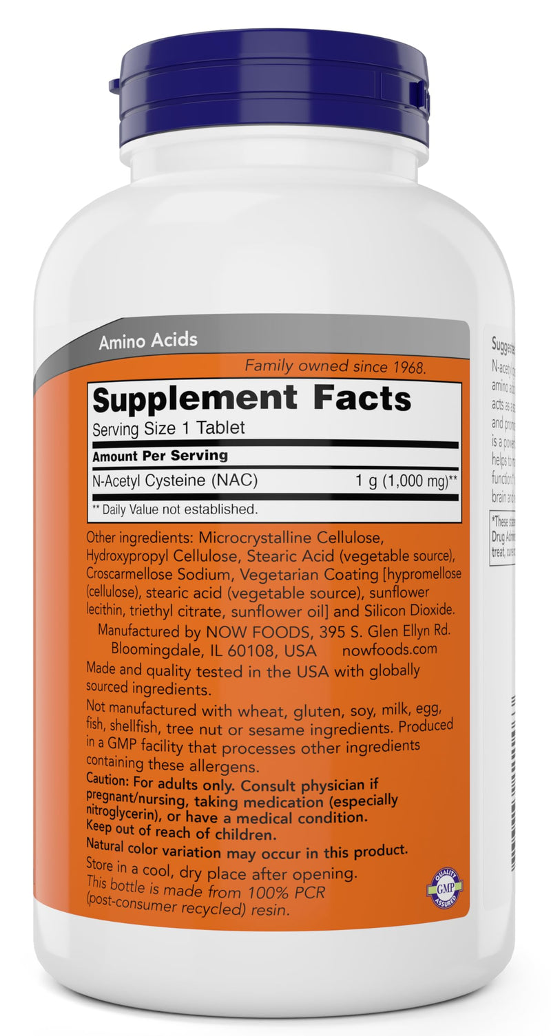 [Australia] - Now NAC, 1000 mg, 250 Tablets, Vegetarian and Vegan, Non-GMO 250 Count (Pack of 1) 