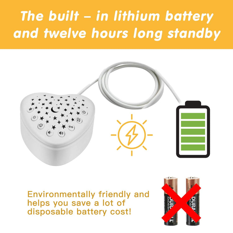 [Australia] - BEREST A13 White Noise Machine & Baby Sleep Soother with 15 Soothing Sounds & Projector Star Night Light, Cry Sensor, Rechargeable Lithium Battery, Portable for Baby, Toddlers, Attaches to Crib 