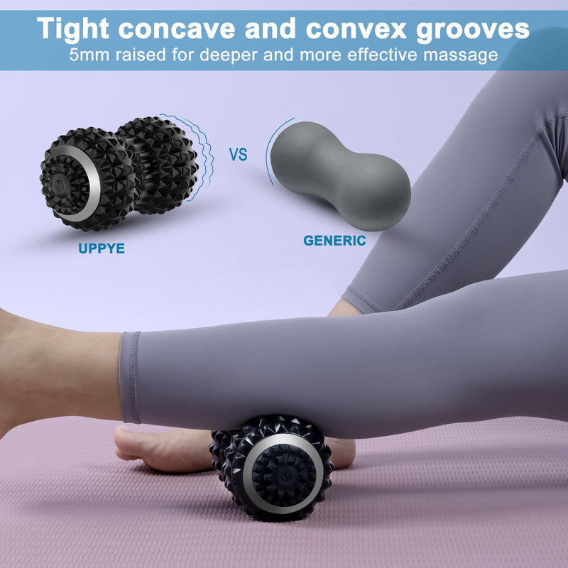 [Australia] - Uppye Vibrating Massage Ball for Pain Relif, Mobility Ball for Physical Therapy and Workout Recovery, Deep Tissue Myofascial Release Tools - Back, Shoulder (Peanut Head Vibrating Massage Ball Black) Peanut Head Vibrating Massage Ball Black 