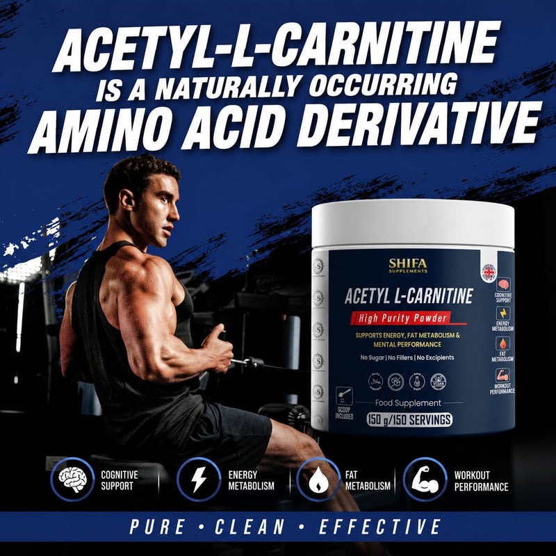 Acetyl L-Carnitine Powder 150g | 1000mg Per Serving | Pure ALCAR Formula | Energy Metabolism & Mental Performance Support | No Fillers | Vegan | Halal Certified | Non GMO