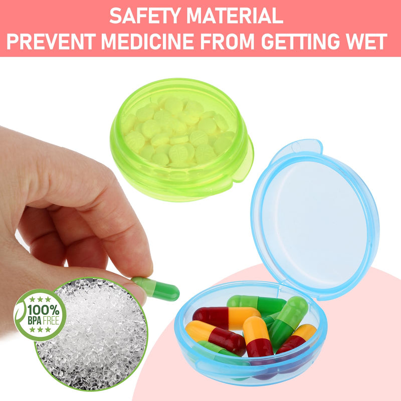 4 Pcs Mini Pill Organizer Small Pill Box Cute Portable Pill Case for Pocket Purse Travel Storage Containers Earplug Case Medicine Dispenser Vitamin Holder(Blue+Pink+Purple+Green) Blue+pink+purple+green