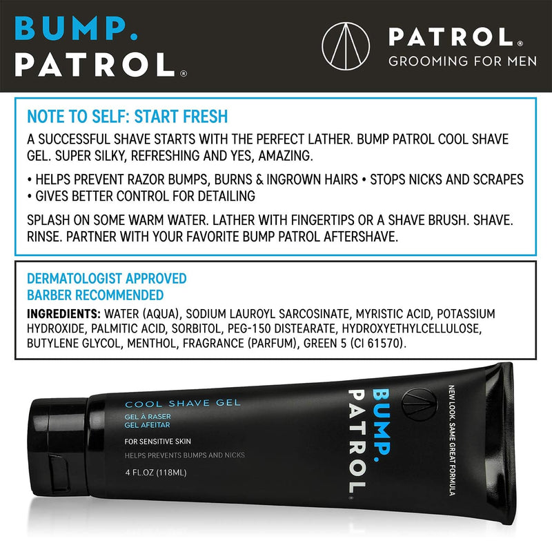 [Australia] - Bump Patrol Cool Shave Gel - Sensitive Clear Shaving Gel With Menthol Prevents Razor Burn, Bumps, Ingrown Hair - 4 Ounces 4 Pack 4 Fl Oz (Pack of 4) 