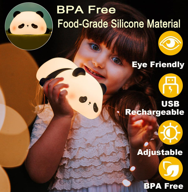 [Australia] - DREAMING MY DREAM Cute Panda Night Light, LED Squishy Novelty Animal Night Lamp, 3 Level Dimmable Nursery Nightlight for Breastfeeding Toddler Baby Kids Decor, Cool Gifts for Kids (Panda Pangda) Panda Pangda 