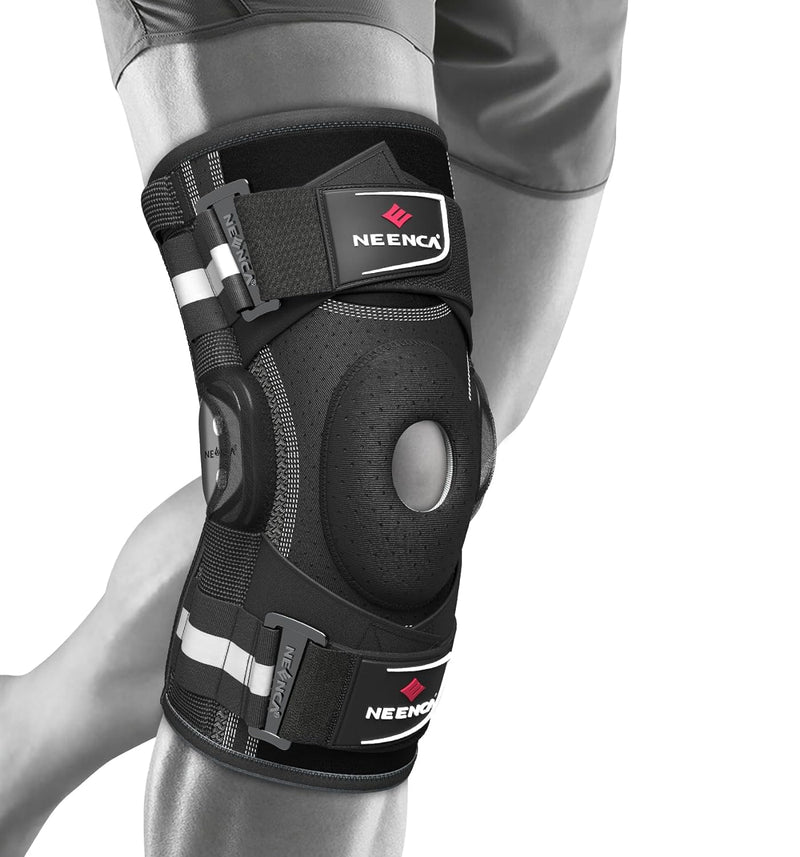 [Australia] - NEENCA knee support for knee pain, knee support with hinge and patented X-Strap fastening system, strong stability for pain relief, arthritis, meniscus tear, ACL, PCL, MCL L 