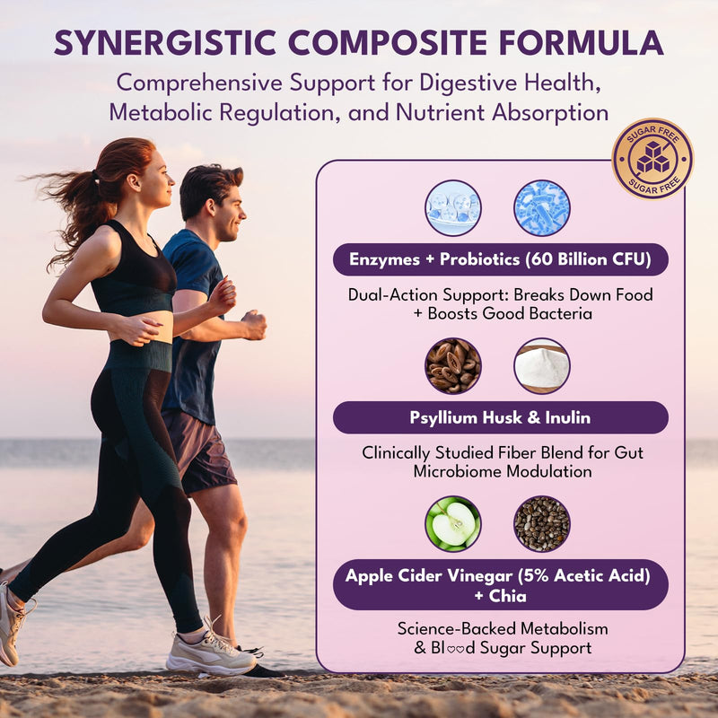 Fiber Gummies for Adults - Sugar Free Fiber Supplement 17 in 1, Probiotic 60 Billion CFU & Prebiotic with Digestive Enzymes, Inulin, Psyllium, Support for Gut & Digestive Health, 180 Count Mixed Berry 180 Count (Pack of 1)