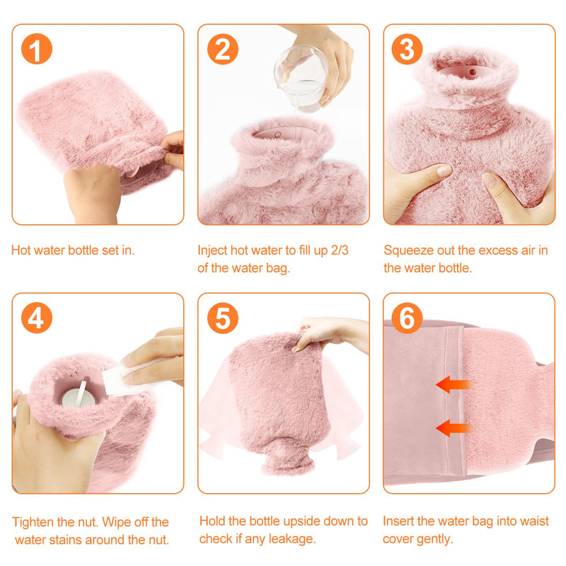 [Australia] - Votoko Hot Water Bottle Belt, 3 in 1 Hot Water Bottle Belt, 1.2 L Rubber Hot Water Bottle with Soft Waist Cover, Hot Water Bottle Belt for Neck and Shoulder, Back, Legs, Waist Warming (Pink) Pink 