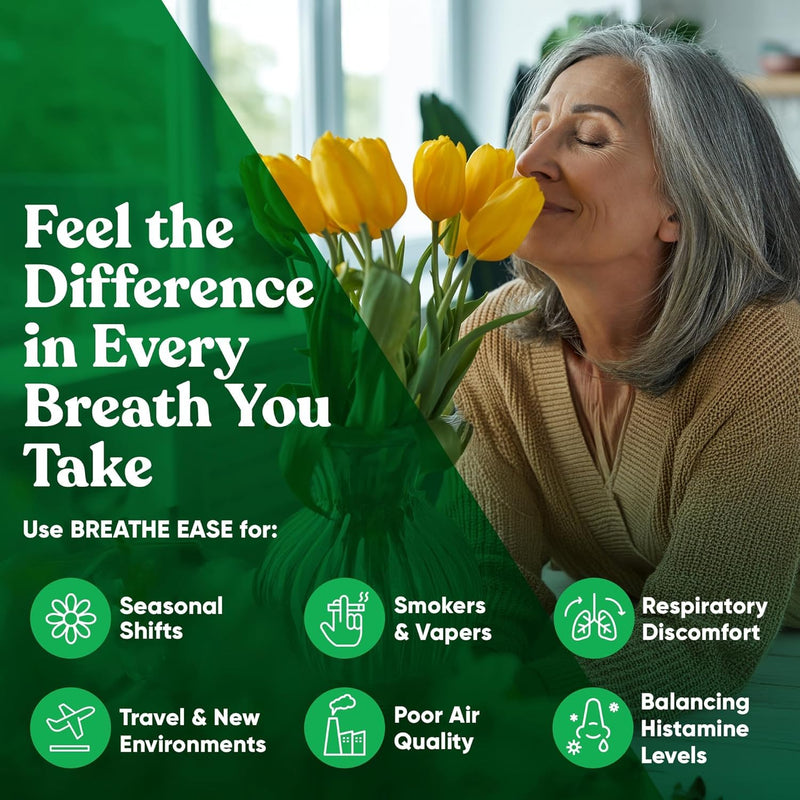 Breathe Inhaler Support Supplement - Sinus, Lungs, Open & Clear Airways - Seasonal Nasal Health, Bronchial Wellness, Healthy Chest - Quercetin, Vitamin D, Bromelain Pills - 120 Vegetarian Capsules 60 Count (Pack of 2)