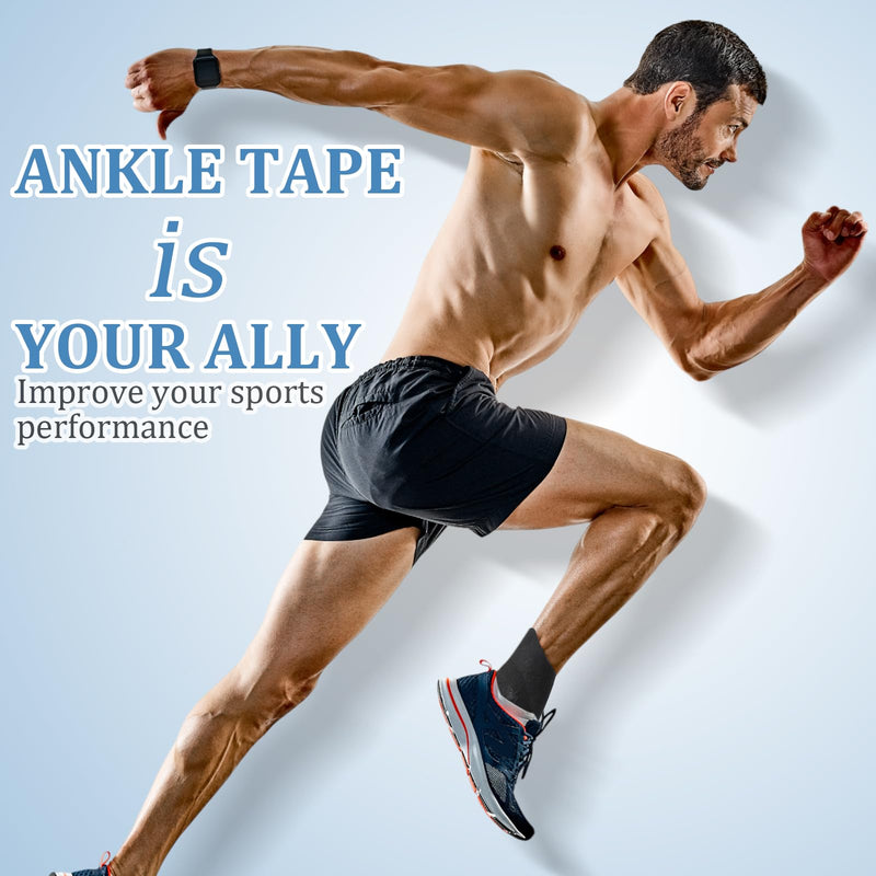 20 Pcs Kinesiology Tape for Ankle, Colorful Ankle Tape Athletic Waterproof Precut Kinesiology Taped Provides Knees Support and Stability for Ligament and Muscle (Black,Rose Red,Purple,Blue) Black, Rose Red, Purple, Blue 20