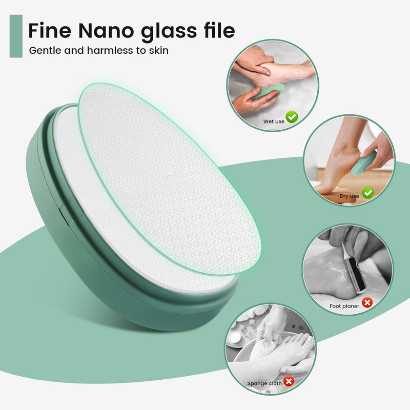 [Australia] - BEZOX 2-in-1 Nano Glass Callus Remover - Highly effective callus file for velvety-soft feet - Professional foot care safely & quickly For removing calluses on wet and dry feet Green 