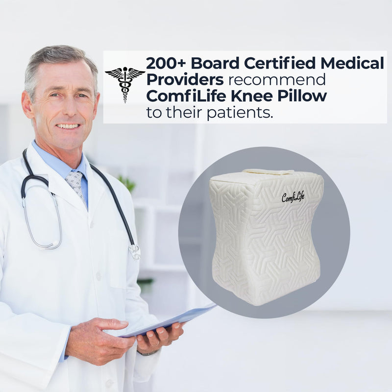 [Australia] - ComfiLife Knee Pillow for Side Sleepers – Cooling Leg Pillow for Side Sleeping – Knee Pillow with Strap for Hip Pain, Back Pain, Sciatica Pain Relief – Memory Foam Hip Pillow Contour Design 