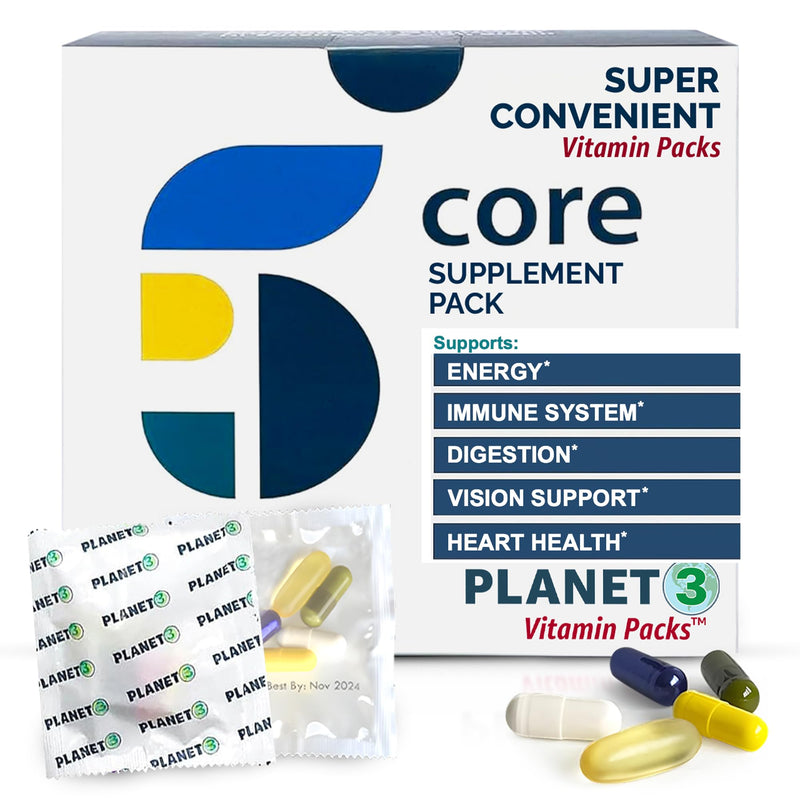 Daily Vitamin Packs for Men & Women – Immune, Energy & Heart Support with Vitamin D3, Omega-3, Probiotics, Methyl B12 & Vitamin C – Multivitamin with Lutein – Planet 3 Vitamin Packs, 30 Packets
