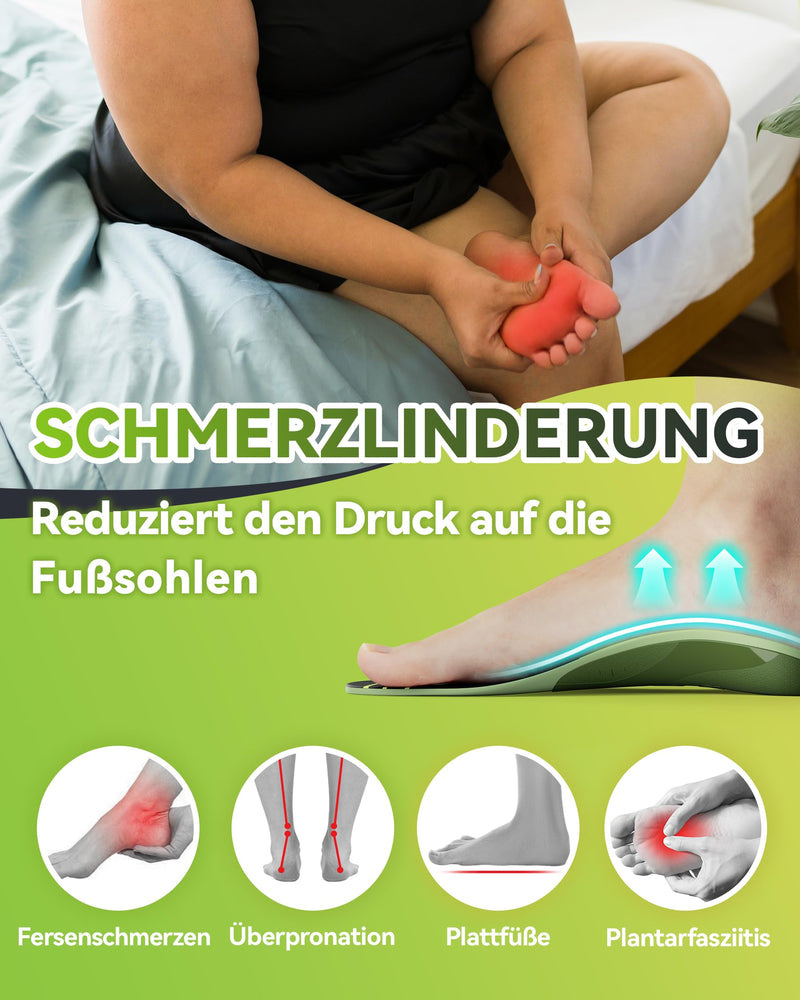 [Australia] - Plantar fasciitis insoles, DynWalker orthosis foot, relief Achilles tendon, sciatica pain, heel pain, overpronation, cushioning, anti-slip, green, S S: (Women 38-40) 