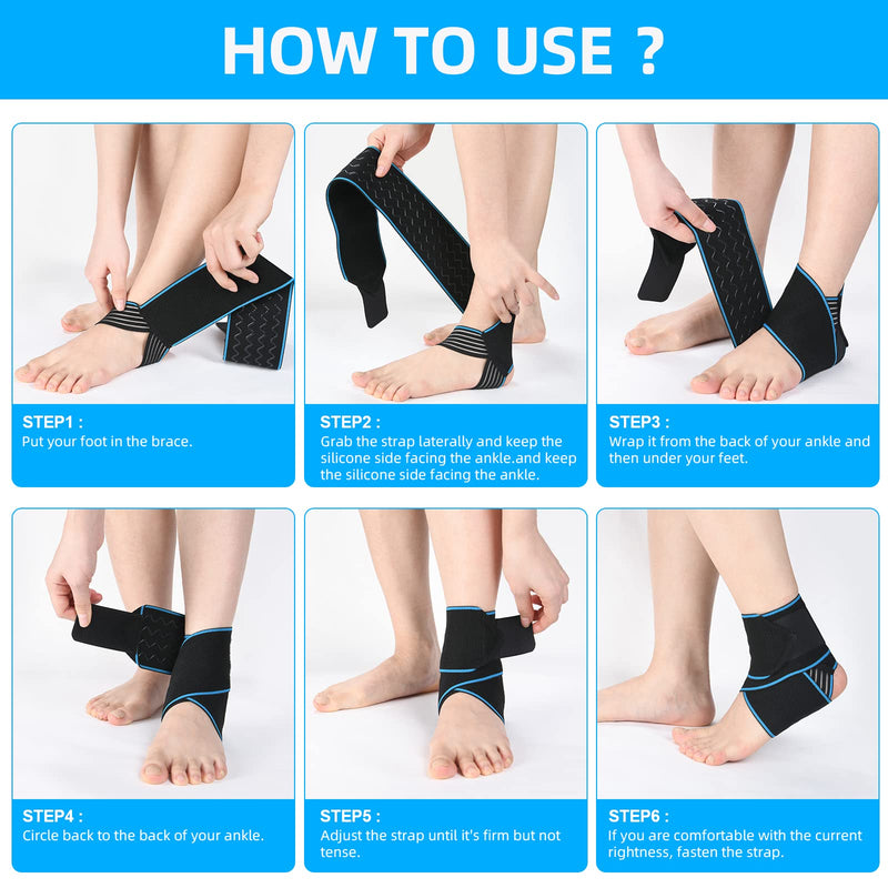 [Australia] - ACWOO Ankle Brace, 1 Piece Adjustable Bandage Ankle, Sports Protect Ankle Brace Ankle, Highly Elastic Ankle Support for Football Running Cycling, Right and Left Bandage One Size 1pc 