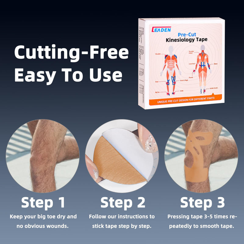 [Australia] - IEADEN Precut Kinesiology Tape for Knees, 10 Pcs - Knee Support & Stability, Knee Pain Relief Athletic Tape - Waterproof & Elastic, Breathable Hypoallergenic Latex-Free Tape, Beige 