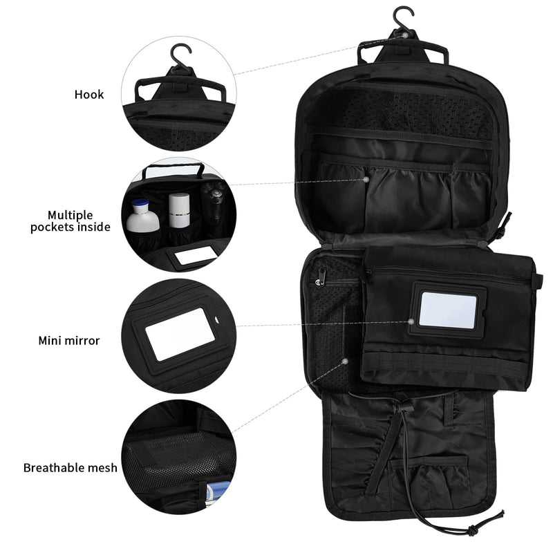 SUNRISING Travel Toiletry Bag Men Black and Khaki（No molle）