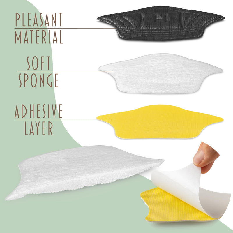 [Australia] - SULPO heel pads for shoes that are too big - Fits in almost every shoe - Self-adhesive thanks to strong adhesive pads, can be cut to size - Insoles made of cotton & sponge - 4 pairs (black 10 mm) Black 