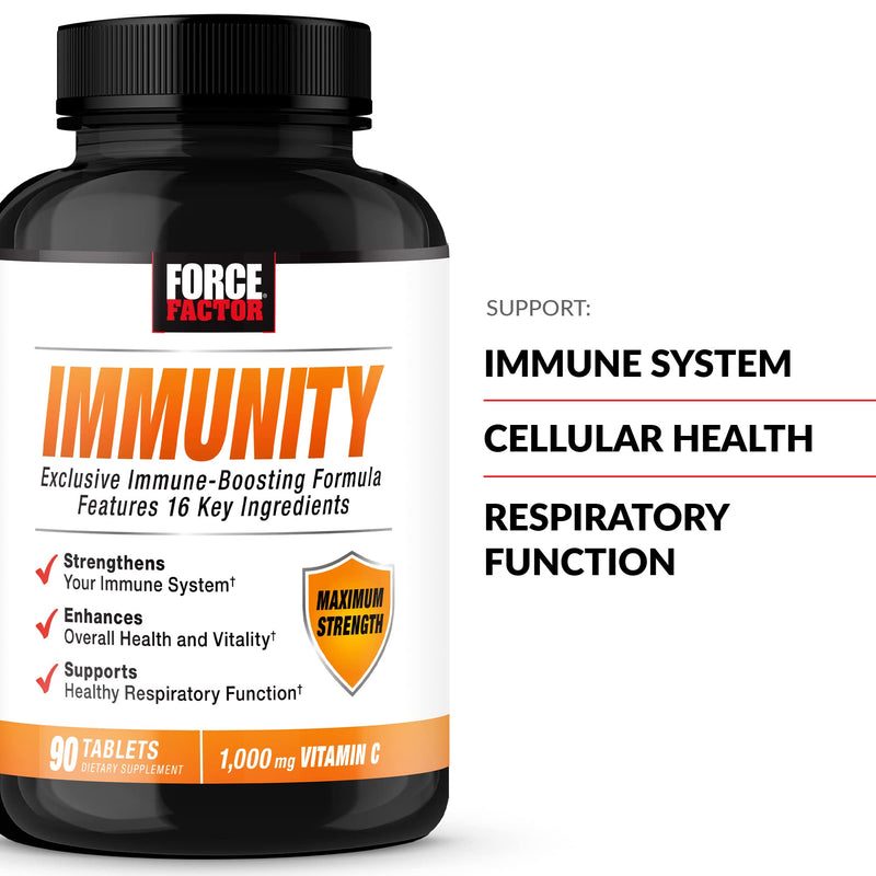 Force Factor Immunity, 2-Pack, Immune Support Booster with Elderberry and 1000mg of Vitamin C, Plus Vitamin D, Zinc, Probiotics, Antioxidants, and Echinacea for Immune Health Defense, 180 Tablets 180 Count (Pack of 1)