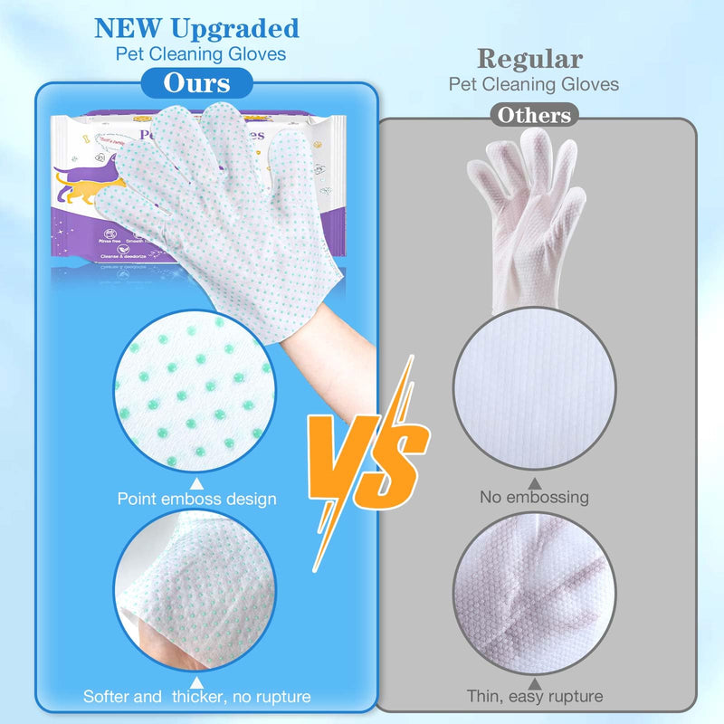 Dog Cleaning Gloves Wipes 15pcs Deodorizing Disposable Pet Grooming Bathing Gloves Extra Thick, No Rinse Shampoo Dry Cleaning Gloves Lick Safe for Dogs & Cats Paw Face Ear Fur and Butt - PawsPlanet Australia