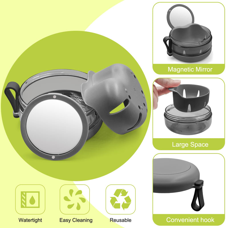 [Australia] - Denture Bath Case - False Teeth Container with Mirror, No-Leaking Retainer Cleaning Box, Travel Denture Holder Cup for Soaking Full & Partial Dentures, Mouth Guards, Braces, Aligners Black 