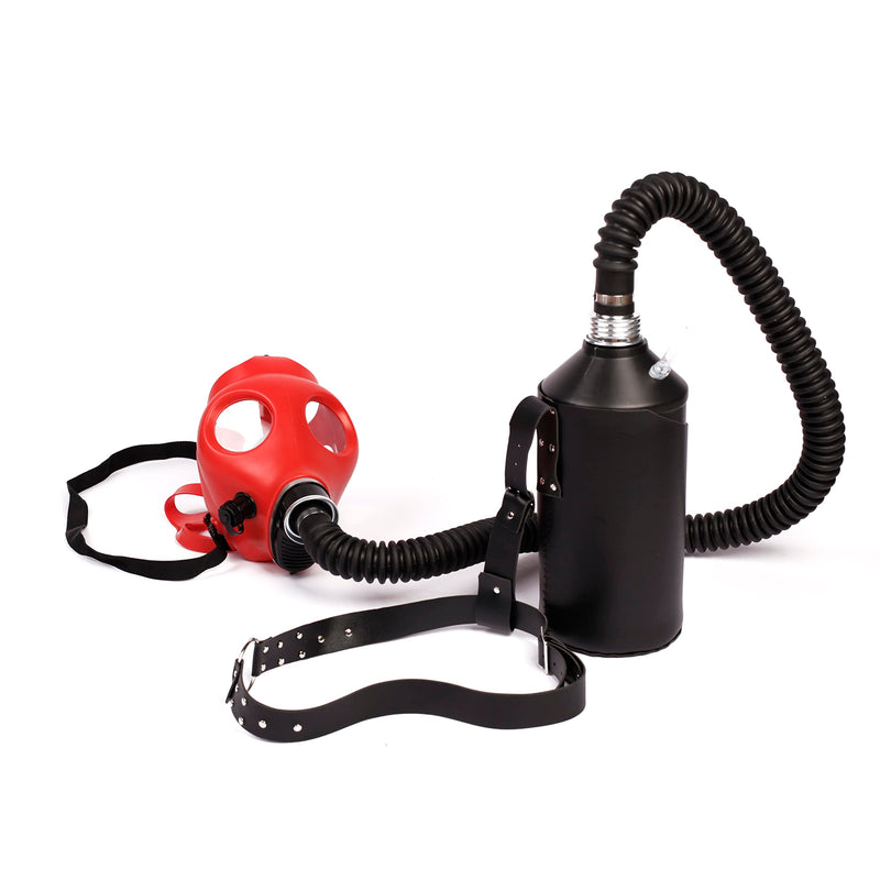 [Australia] - Latex Cosplay Gas Mask Full Half Face Fetish Mask for Costume Party Roleplay Accessory Black Breathing Bottle 2L 