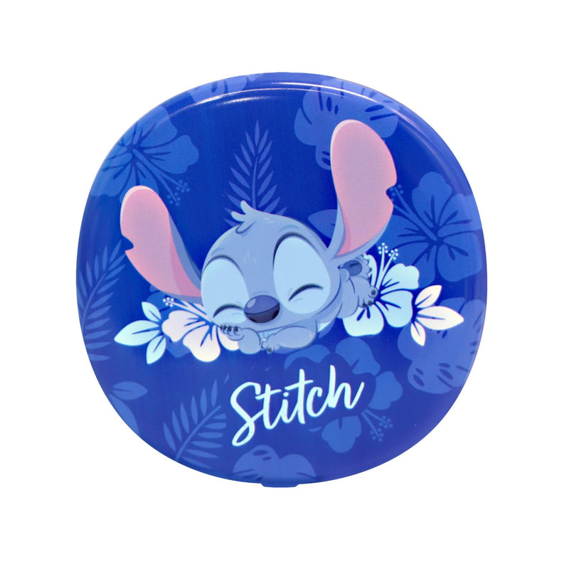 Impressions Vanity Sleepy Stitch LED Compact Mirror and Stitch Love Bugs Cosmetic Pouch Set, Travel Makeup Bag with Rose Gold Hardware and Lighted Mirror with 3X Magnified and Adjustable Brightness