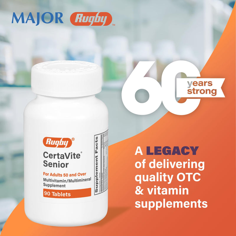 Rugby CertaVite Senior Multivitamin/Multimineral Supplement for Adults 50 and Over - 90 Tablets (1 Pack)