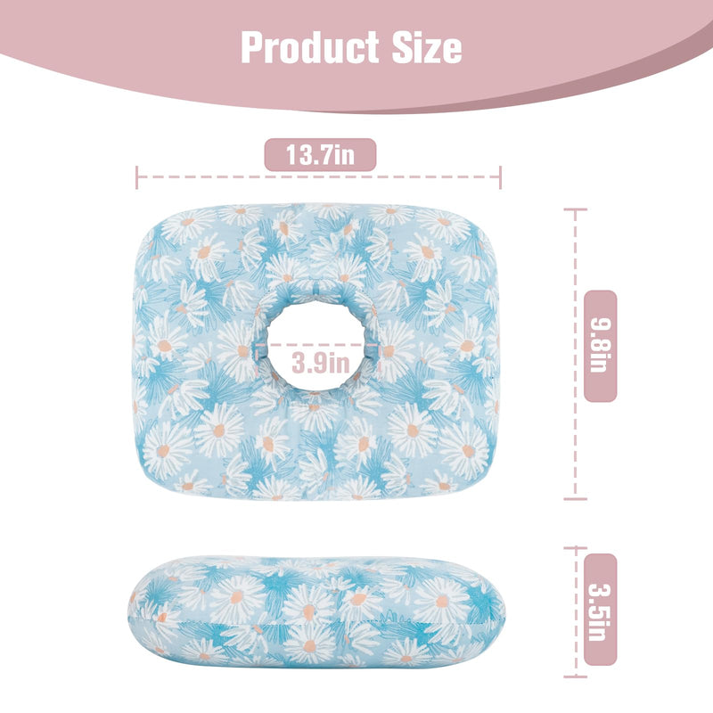 [Australia] - Ear Piercing Pillow for Side Sleeper with Hole for Relief Ears Pain CNH Piercing Pain Sleeping Pressure Sore, Comfortable Support Ear Guard Pillow to a Restful Sleep, Blue and White Daisy 