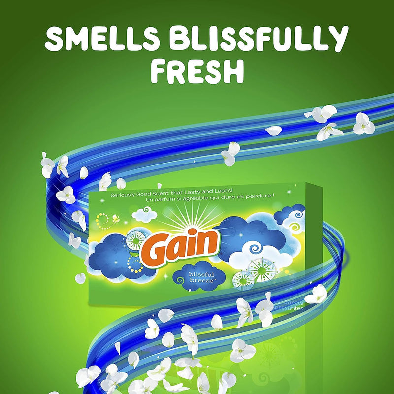 [Australia] - Gain Fabric Softener Dryer Sheets, Blissful Breeze, 120 Count 