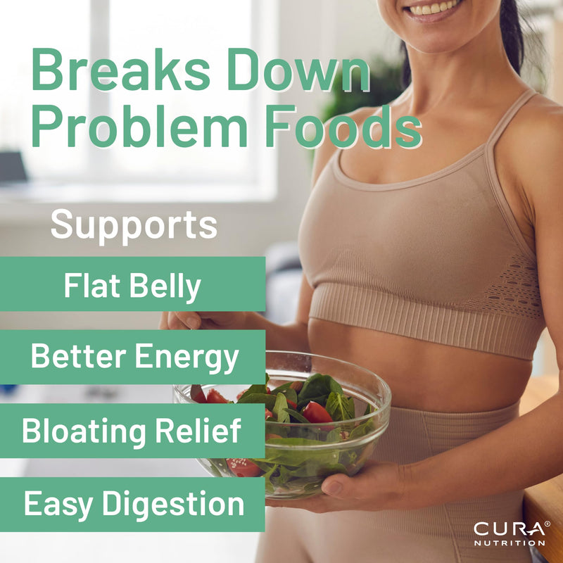 CURAZYME Tolerance (30 Capsules) Food Intolerance Digestive Enzymes Supplement for Gut Health Support, Broad Spectrum Enzyme Complex for Bloating, Heartburn, Digestion Relief, Vegan FOOD INTOLERANCE SUPPORT 30 count (Pack of 1)