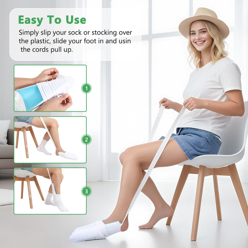 [Australia] - Fanwer Sock Aid Kit -Sock Aide Device for Seniors with Adjustable Shoe Horn, Flexible Sock Helper Easy On Easy Off, Sock Assist Device for Elderly, Pregnant, Hip Surgery Recovery Aids for Daily Living 