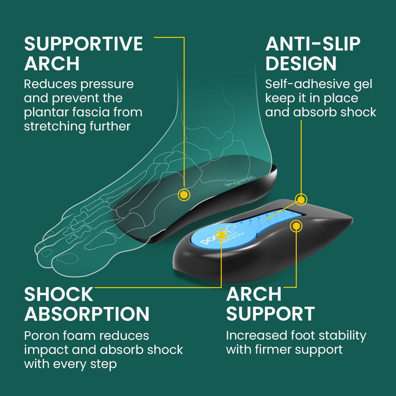 [Australia] - Welnove Heel Support Inserts for Plantar Fasciitis, Low Arch Heel Pads for Heel Pain, Heels, Spurs, Achilles Tendonitis, Women 40.5-45, Men 41-46 Black Large (Women 9.5-13, Men 8.5-12) 