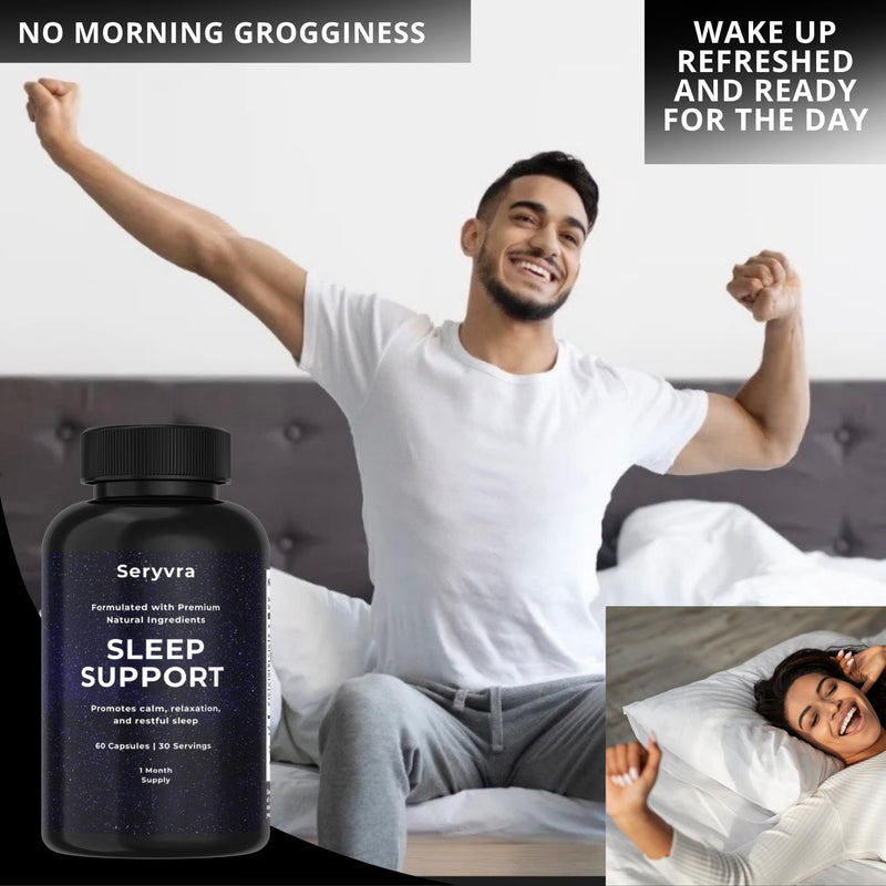 Premium Sleep Support Supplement with Magnesium Glycinate, L-Theanine, Ashwagandha, Valerian Root, Chamomile & Lemon Balm – Natural Sleep Aid & Stress Relief for Adults, Deep Restorative Sleep