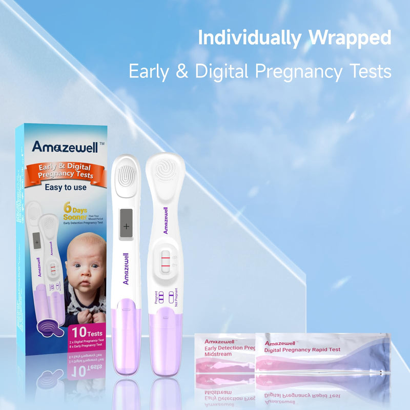 Early Detection Pregnancy Test Kit, Early Result Digital Pregnancy Test at Home, Pregnancy Tests with Cup,10 Tests(2 Digital+8 Early+1 Urine Cup) 8 Early + 2 Digital + 1 Urine Cup