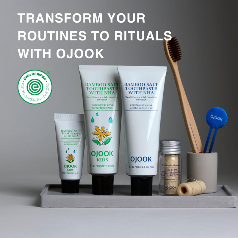 Bamboo Salt Toothpaste with nHA | Fluoride Free, Nano Hydroxyapatite, Remineralizing, Sensitive Teeth, Whitening - Dentist Recommended Oral Care - Pepperming & Pine Flavor, 3 Fl Oz 1 Pk