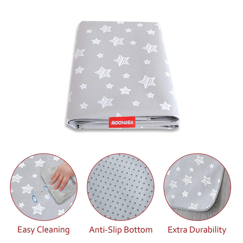 [Australia] - Splat Mat for Under High Chair, Non Slip Waterproof Mealtime Floor Mats Washable Portable Picnic Splash Mat for Baby Art/Craft/Playtime, 42X46 Inch - Grey Star 