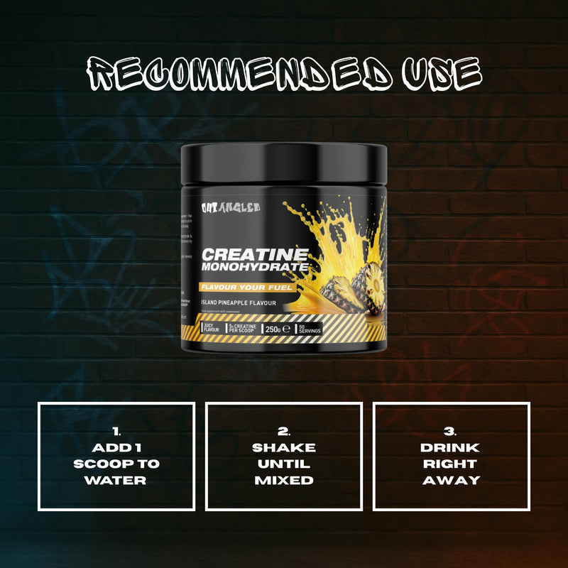 Creatine Monohydrate Powder, Island Pineapple, 50 Servings, Micronised for Easy Mixing, Muscle Growth, Muscle Recovery and Strength Performance