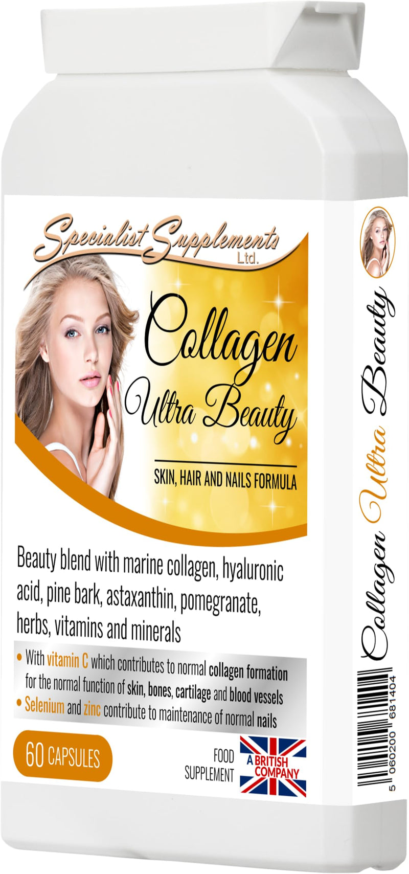 Collagen Ultra Beauty Marine Collagen, Herbal and Nutrient Complex, 60 Capsules