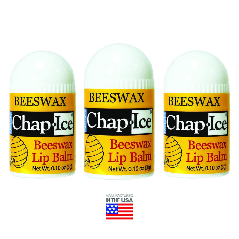 Chap-Ice® | 12-Count Beeswax-based Peppermint Mini Lip Balm - Fortified with Vitamin E for Dry, Cracked Lips | Made in USA