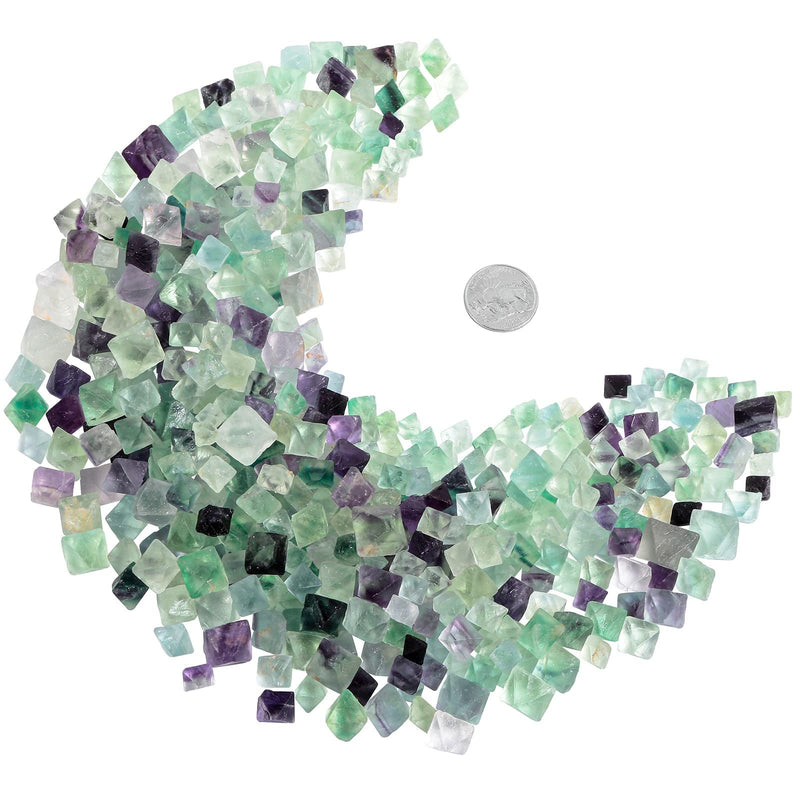 SUNYIK Natural Fluorite Rough Stone | Rhombus Crystal Quartz Point for Tumbling,Cabbing, 0.1-0.3 inch,0.5pound (about 230 gram)
