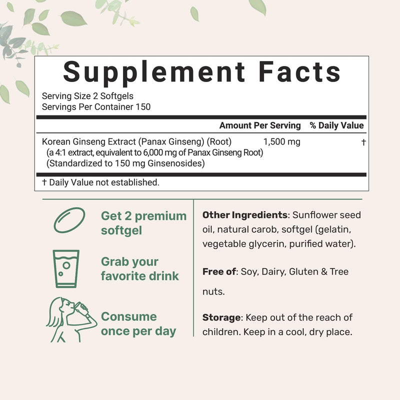 [Australia] - Micro Ingredients Red Panax Ginseng Supplement 6,000mg Per Serving, 300 Softgels | High Potency Korean Ginseng Root Extract with Active Ginsenosides | Supports Energy & Immune Health | Non-GMO 