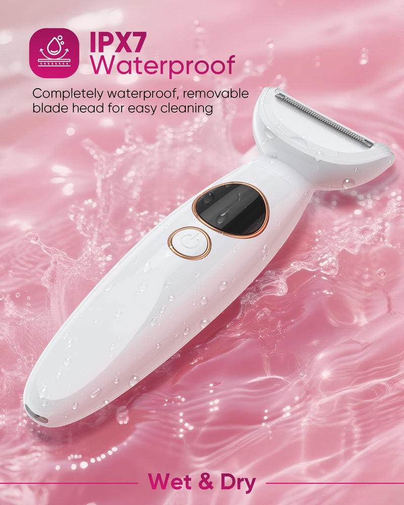 3 in 1 Bikini Trimmer for Women, Electric Razors for Women with Display, Painless Bikini Trimmer, USB Dock Charging, Electric Shaver for Woman,Shaver for Woman for Face, Body&Intimate,IPX7 Waterproof