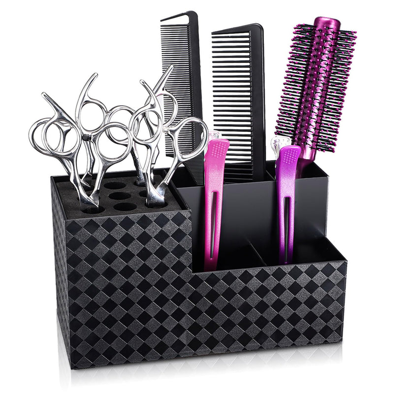 [Australia] - Noverlife Hairdressing Scissors Holder Scissor Block, Hairdressing Scissors Organizer Stand, Hairdressing Tool Storage Box for Hairdressing Combs Clips Brushes, Salon Hairdressing Scissors Holder Rack Black 