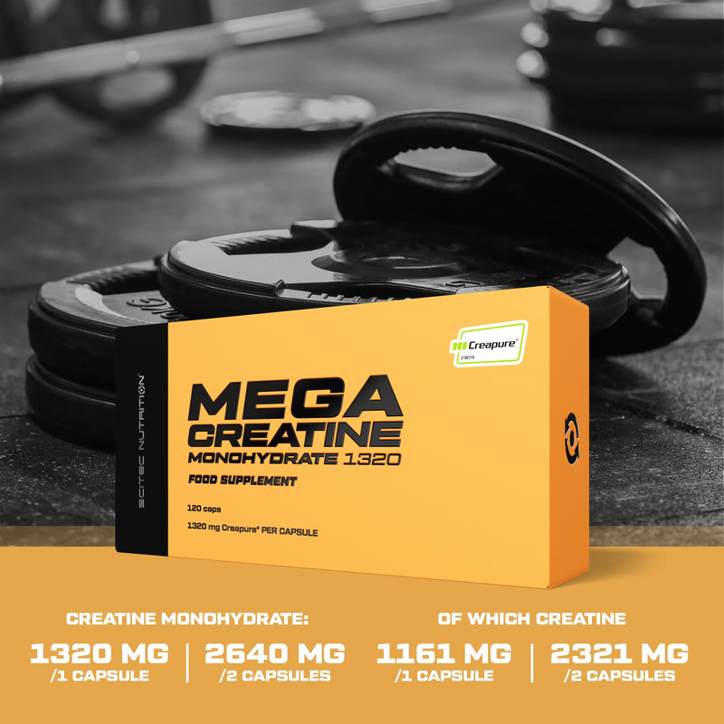 Scitec Nutrition Mega Creatine Monohydrate 1320, Food Supplement Capsules with Creapure® creatine monohydrate, 120 mega Capsules