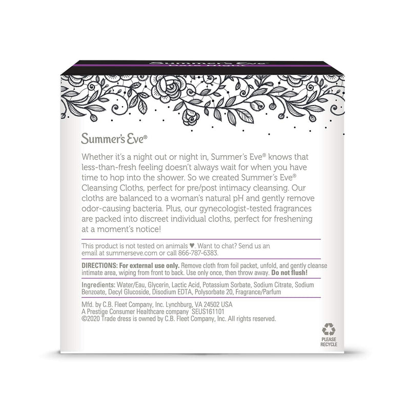 [Australia] - Summer's Eve Date Night Feminine Cleansing Wipes Pre/Post-Intimacy Cleansing, 16 Count 