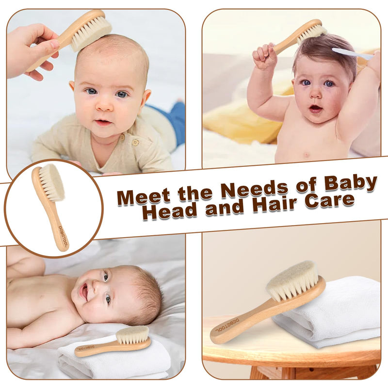 Baby Hair Brush - 2 piece Baby Hair Brush With Premium Goat Bristle, Natural Wooden Baby Hair Brush for Newborns & Toddlers, Ideal For Cradle Cap