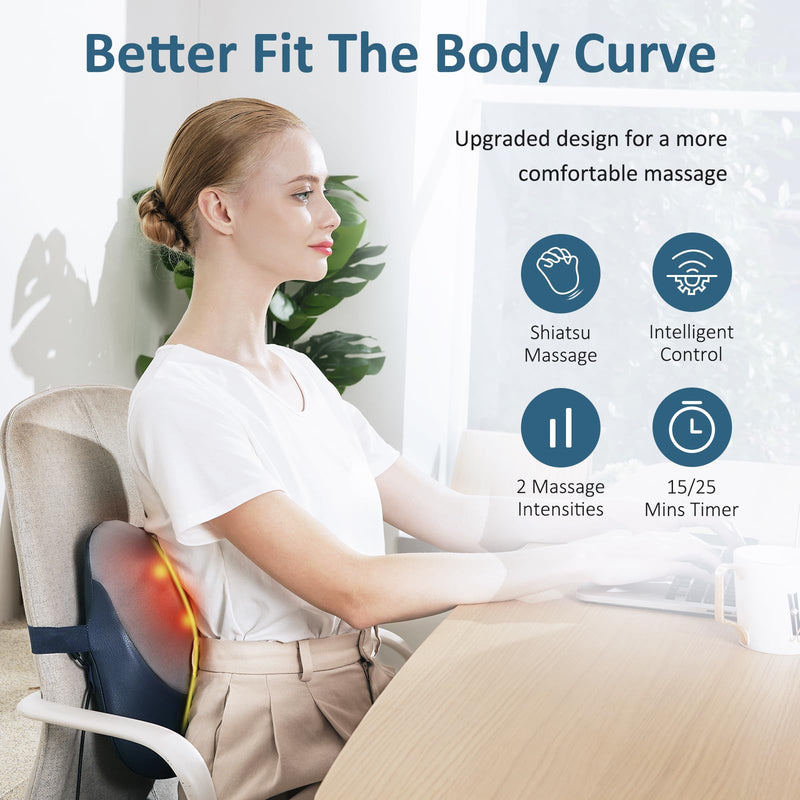 [Australia] - MOUNTRAX Shiatsu Back Massager with Heat, Gifts for Women Men, Back Massager for Pain Relief Deep Tissue, 3D Kneading Massage Pillow for Back 
